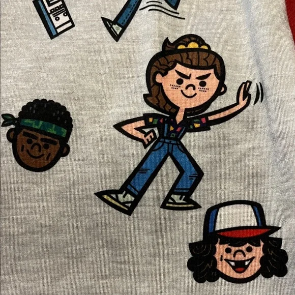 Netflix Stranger Things Kids Nightgown - Red and Gray - Picture 6 of 8